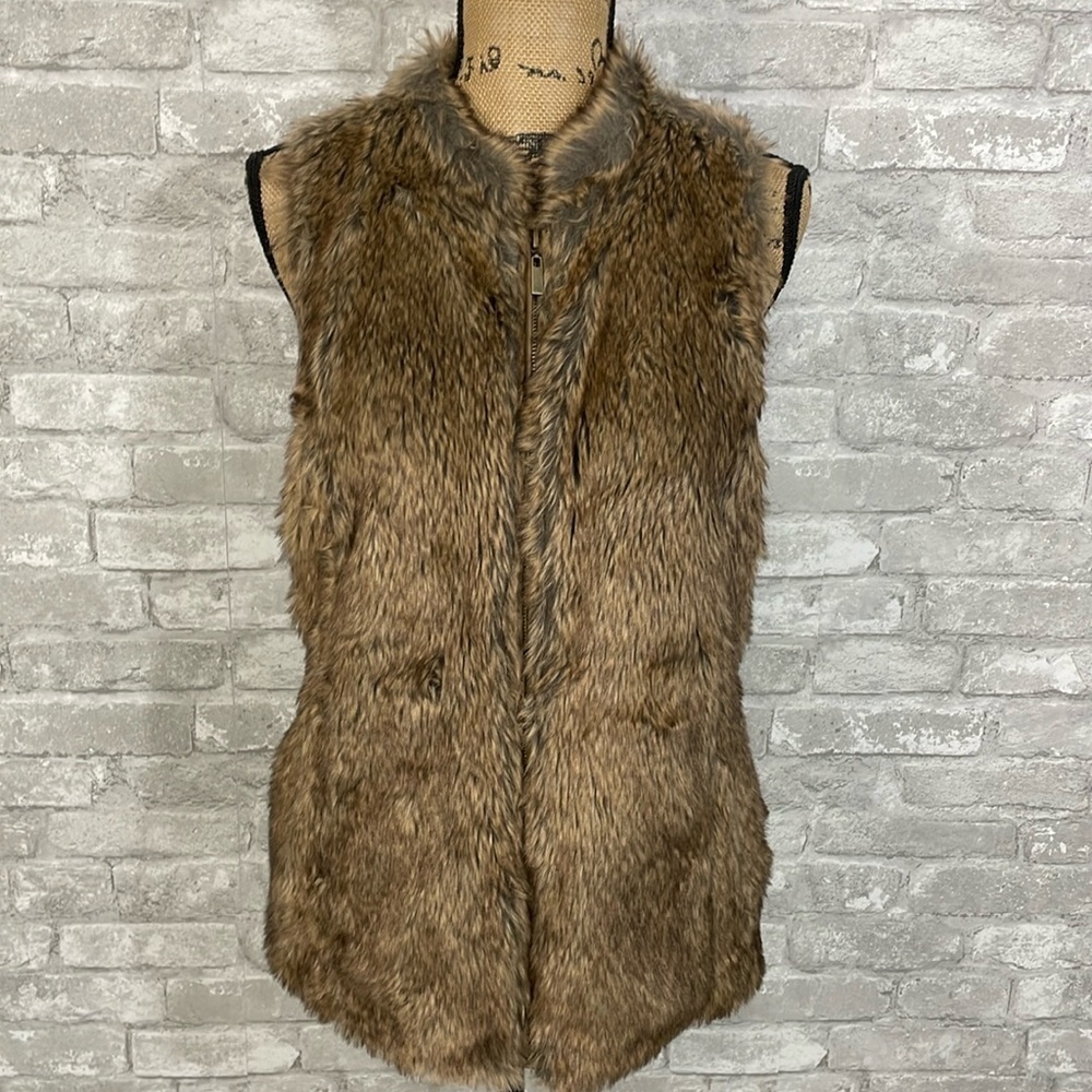 Maurices zip front fur vest
